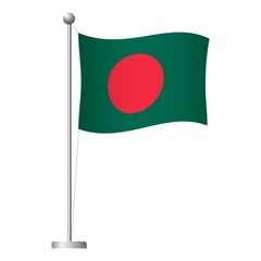 Bangladesh flag on pole icon