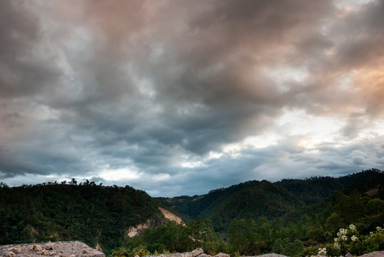 Mountains in San Martin Chimaltenango, Guatemala, forest area in danger, deforestation, illegal forests explotation