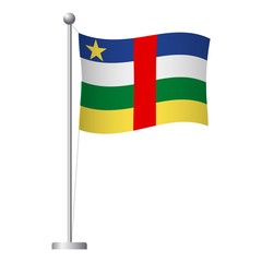 Central African Republic flag on pole icon