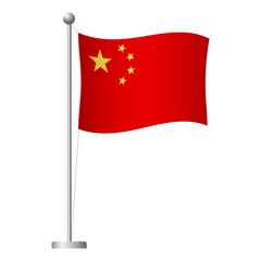 China flag on pole icon