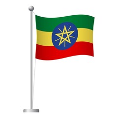 Ethiopia flag on pole icon