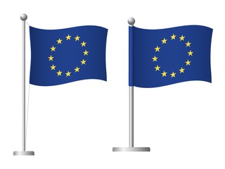Europe EU flag on pole icon