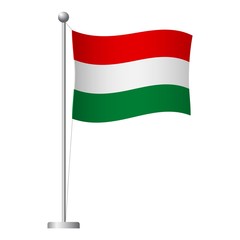 Hungary flag on pole icon
