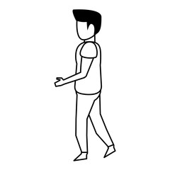 young casual man body cartoon in black and white