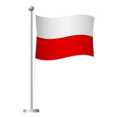 Poland flag on pole icon