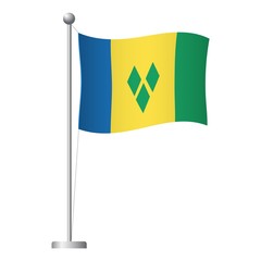 Saint Vincent and the Grenadines flag on pole icon