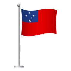 Samoa flag on pole icon