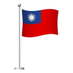 Taiwan flag on pole icon