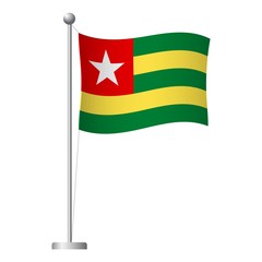 Togo flag on pole icon