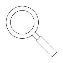 magnifying glass zoom lamp cartoon in black and white