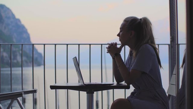 Woman Working on Laptop