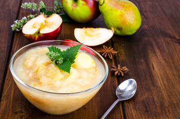 Jam from ripe apples and pears