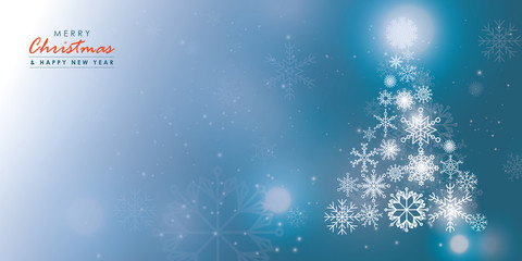Vector of Christmas snowflakes on blue background for winter season