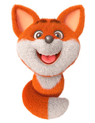 Naklejka premium 3d illustration funny little Fox/3d illustration cheerful fluffy forest animal with red hair