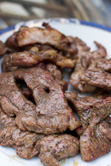meat on the plate after the grill