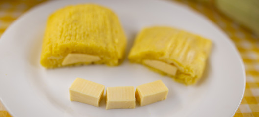 Pamonha Corn. Sweet Brazilian cheese with creamy and boiled corn. Typical sweet of Brazil in rural...