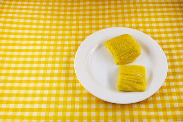 Pamonha Corn. Sweet Brazilian cheese with creamy and boiled corn. Typical sweet of Brazil in rural festivals, made in the state of minas gerais and goiais.