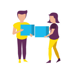 young people woman with man