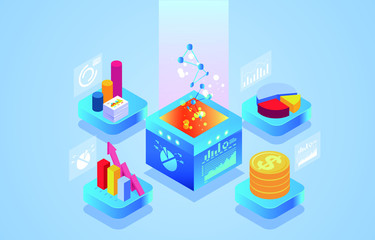 Isometric commercial financial data visualization