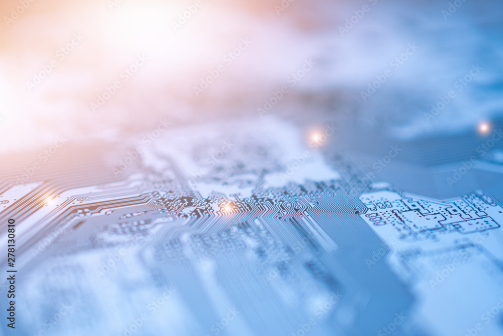 Poster close up pcb circuit board digital technology communication data system