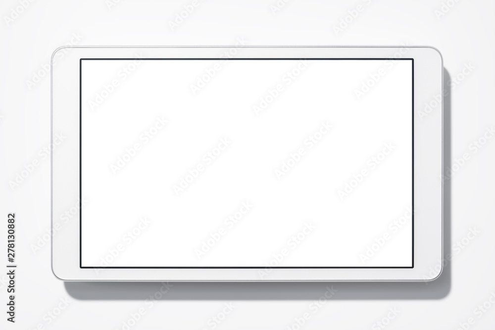 Aufkleber white tablet computer on white background with shadow. blank screen. top view.