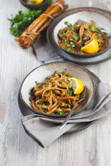 COCHAYUYO spaghetti. Ceviche salad fron pacific seaweed cochayuyo cut us spaghetti