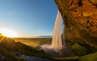 Seljalandfoss waterfall in summer time, Iceland