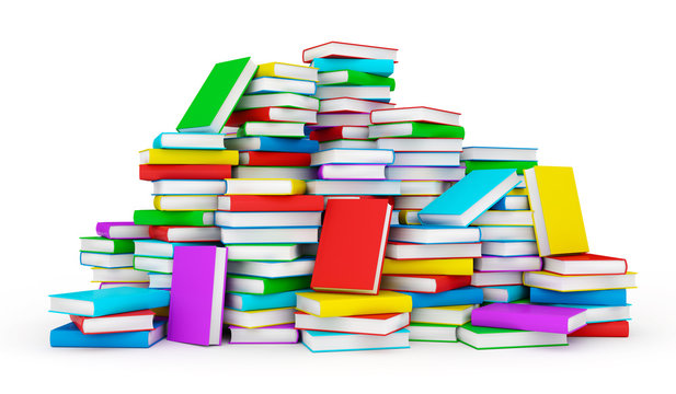 Stack of colorful books - 3d render
