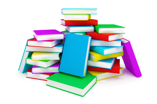 Stack of colorful books - 3d render