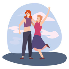 women happy young people characters