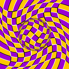 Yellow and purple moving sphere. Spin illusion.