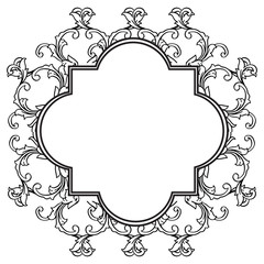 Pattern flower with boder element, for birthday invitation cards. Vector