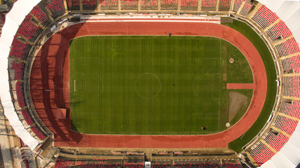 Aerial view of stadium Aerial cityscape. Top view