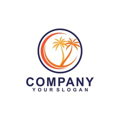 summer tree palm logo icon vector template