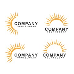 sun logo template design vector, rise, yellow