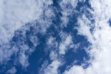Blue sky and white clouds. Typical blue sky in summer sunny day.