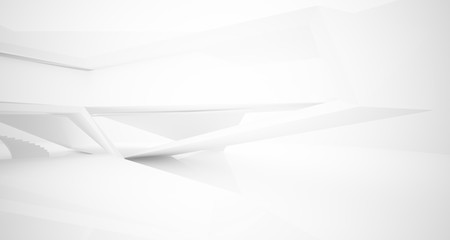 Abstract white minimalistic architectural interior with window. 3D illustration and rendering.