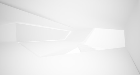 Fototapeta premium Abstract white minimalistic architectural interior with window. 3D illustration and rendering.