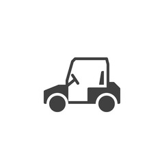 Golf cart vector icon. filled flat sign for mobile concept and web design. Electric golf car glyph icon. Symbol, logo illustration. Vector graphics