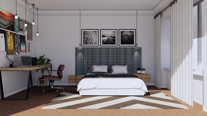 interior of contemporary bedroom