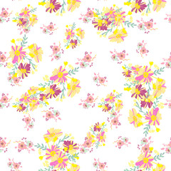 Fototapeta na wymiar Minimalist flowers design. Seamless leaf pattern. Vector ditsy print illustration.