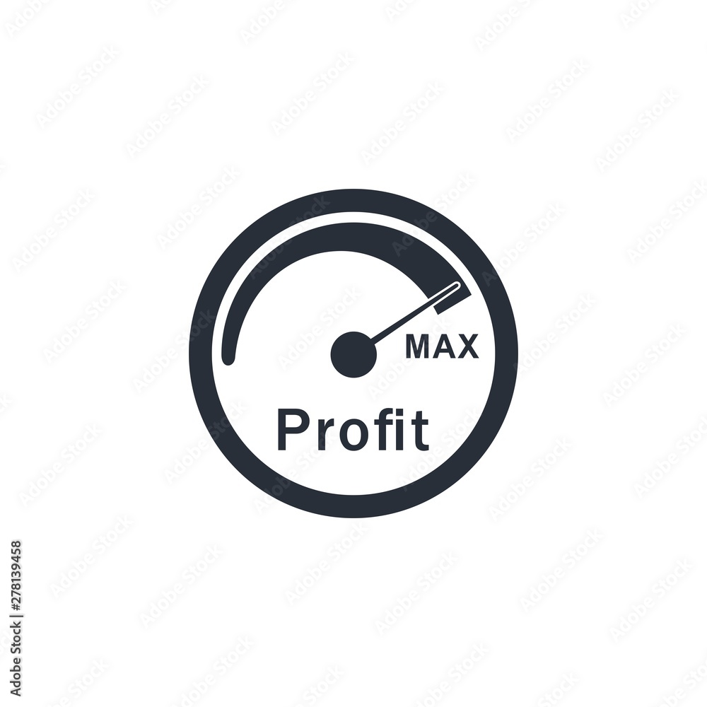 Poster the device controls the maximum of the profit. vector icon on white background.