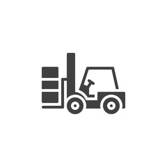 Forklift truck vector icon. Lifting machine filled flat sign for mobile concept and web design. Loader, forklift glyph icon. Symbol, logo illustration. Vector graphics