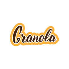 Granola typography logo design. Trendy lettering style text. Logotype for package, sticker, label. Vector eps 10.