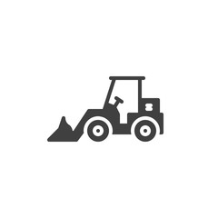 Tractor loader excavator vector icon. filled flat sign for mobile concept and web design. Front loader glyph icon. Construction machine symbol, logo illustration. Vector graphics