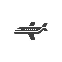 Passenger airplane vector icon. Aircraft filled flat sign for mobile concept and web design. Plane glyph icon. Symbol, logo illustration. Vector graphics