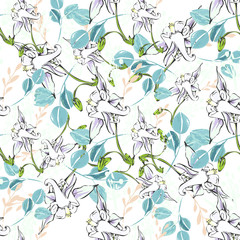 Line art wildflower for fabric design. Petal meaningful wild blossom. Curly pattern twig