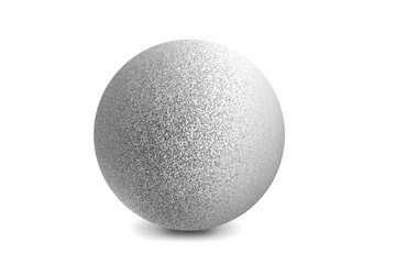 Light shining on silver metal ball isolated on white background