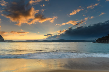 High Tide Swells Up Sunrise Seascape