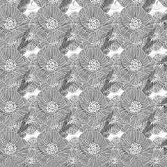 Pattern with monochrome poppies flower pattern for print design. Vintage monochrome seamless texture. Beauty style. Trendy decor. Vector art.